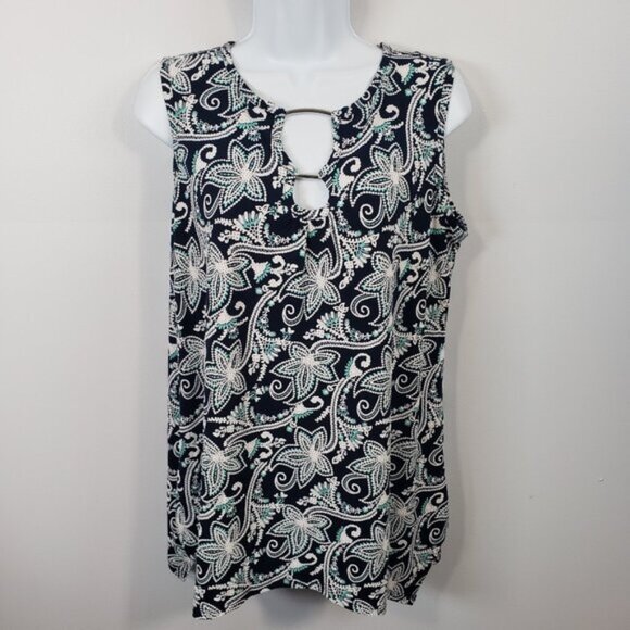 Est 1946 Womens Medium M Sleeveless Top Metal Accent Floral Print Stretch /A80 - Picture 1 of 9